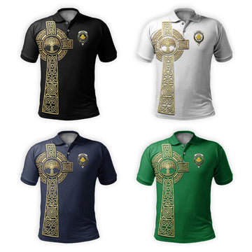 Pringle Clan Polo Shirt with Golden Celtic Tree Of Life