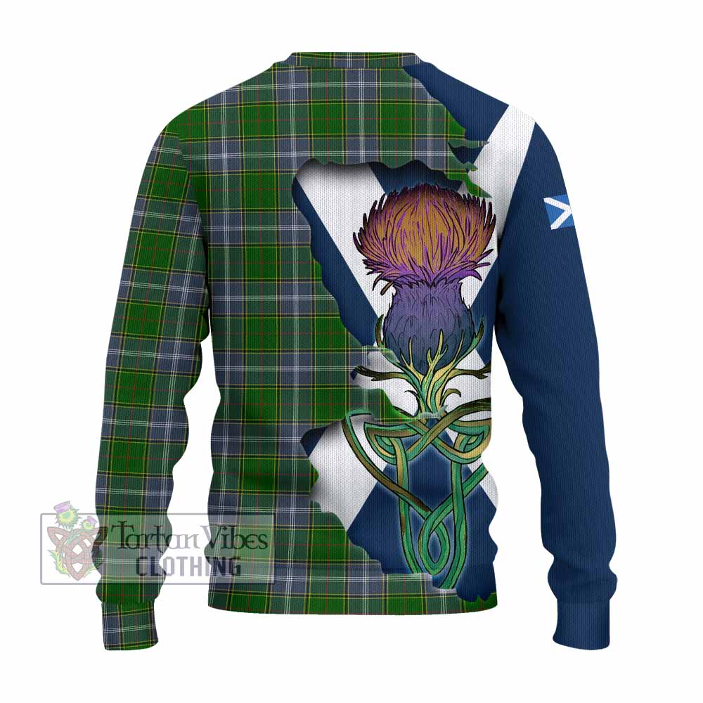 Tartan Vibes Clothing Pringle Tartan Family Crest Knitted Sweater Scottish Thistle Celtic Inspired
