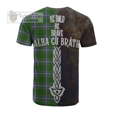 Pringle Tartan Family Crest Cotton T-shirt Alba Gu Brath Be Brave Lion Ancient Style
