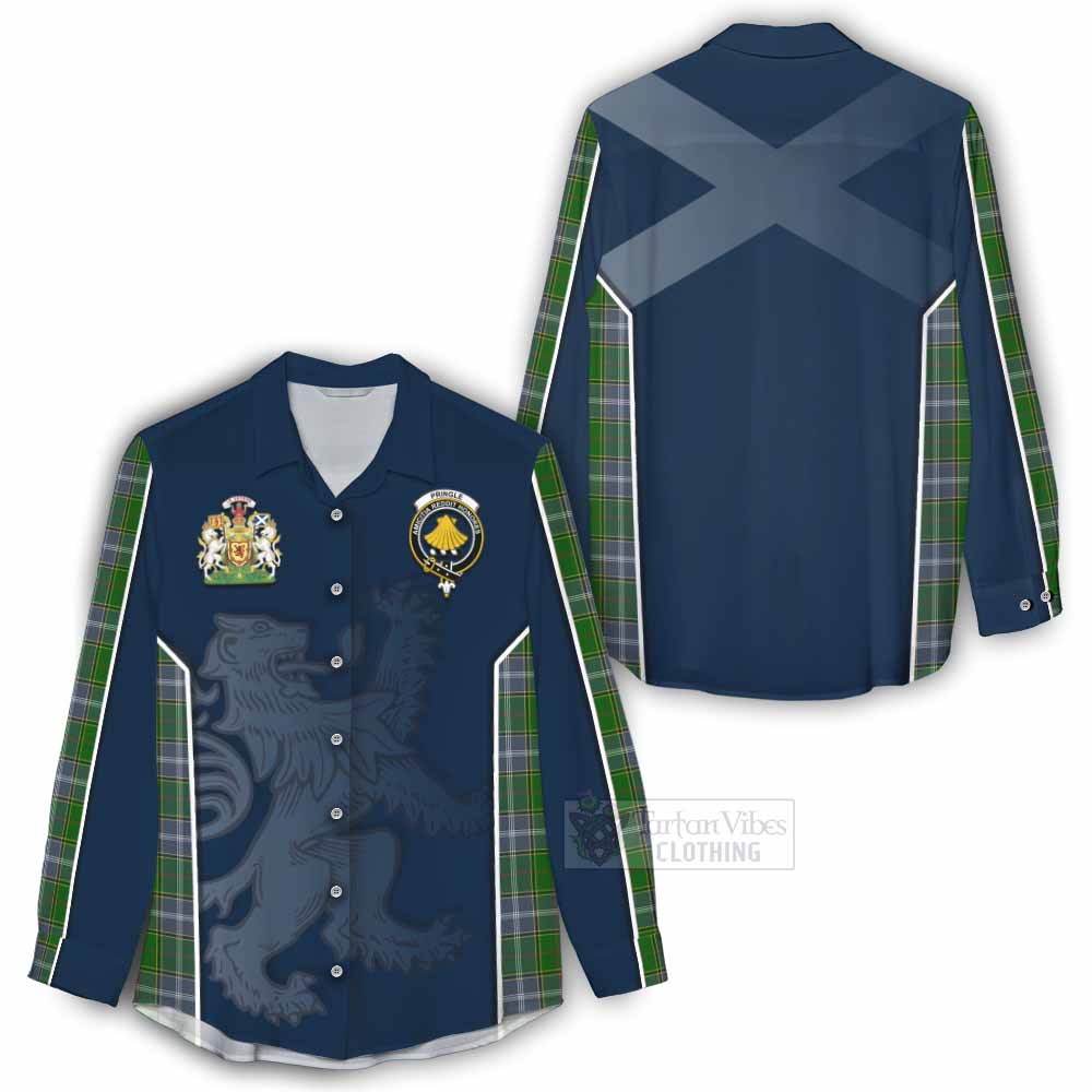 Tartan Vibes Clothing Pringle Tartan Women's Casual Shirt with Family Crest and Lion Rampant Vibes Sport Style