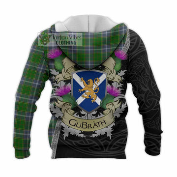 Tartan Vibes Clothing Pringle Tartan Family Crest Knitted Hoodie Lion Rampant Royal Thistle Shield Celtic Inspired