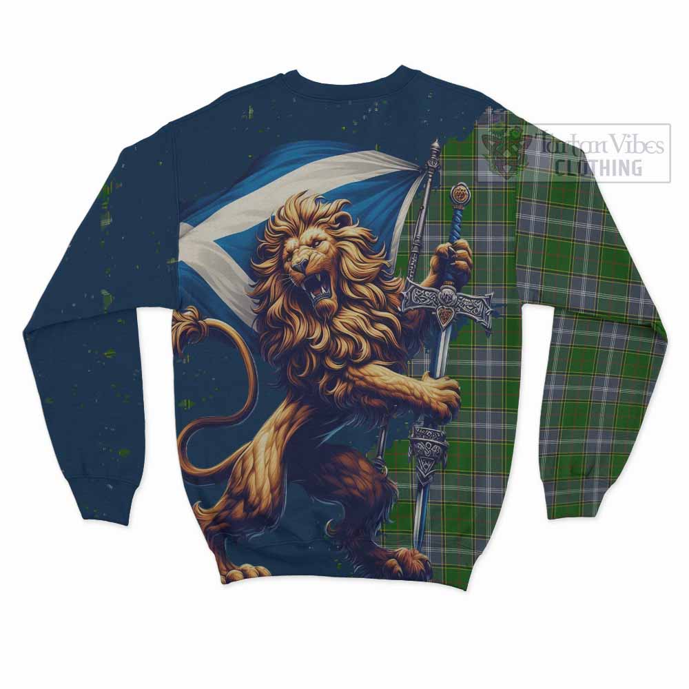 Tartan Vibes Clothing Pringle Tartan Family Crest Sweatshirt with Scottish Majestic Lion