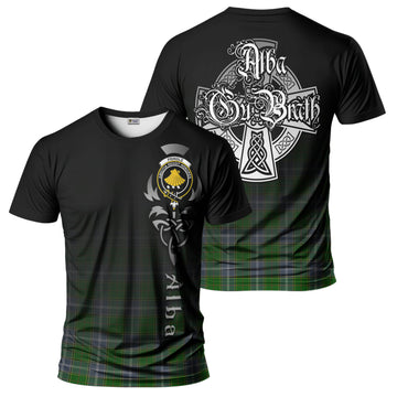 Pringle Tartan T-Shirt Featuring Alba Gu Brath Family Crest Celtic Inspired