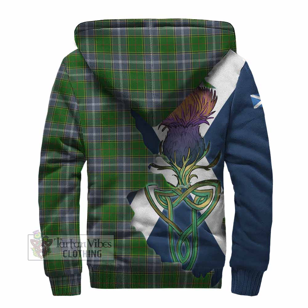 Tartan Vibes Clothing Pringle Tartan Family Crest Sherpa Hoodie Scottish Thistle Celtic Inspired