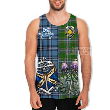 Tartan Vibes Clothing Pringle Tartan Men's Tank Top Happy St. Andrew's Day Half Tartan Style