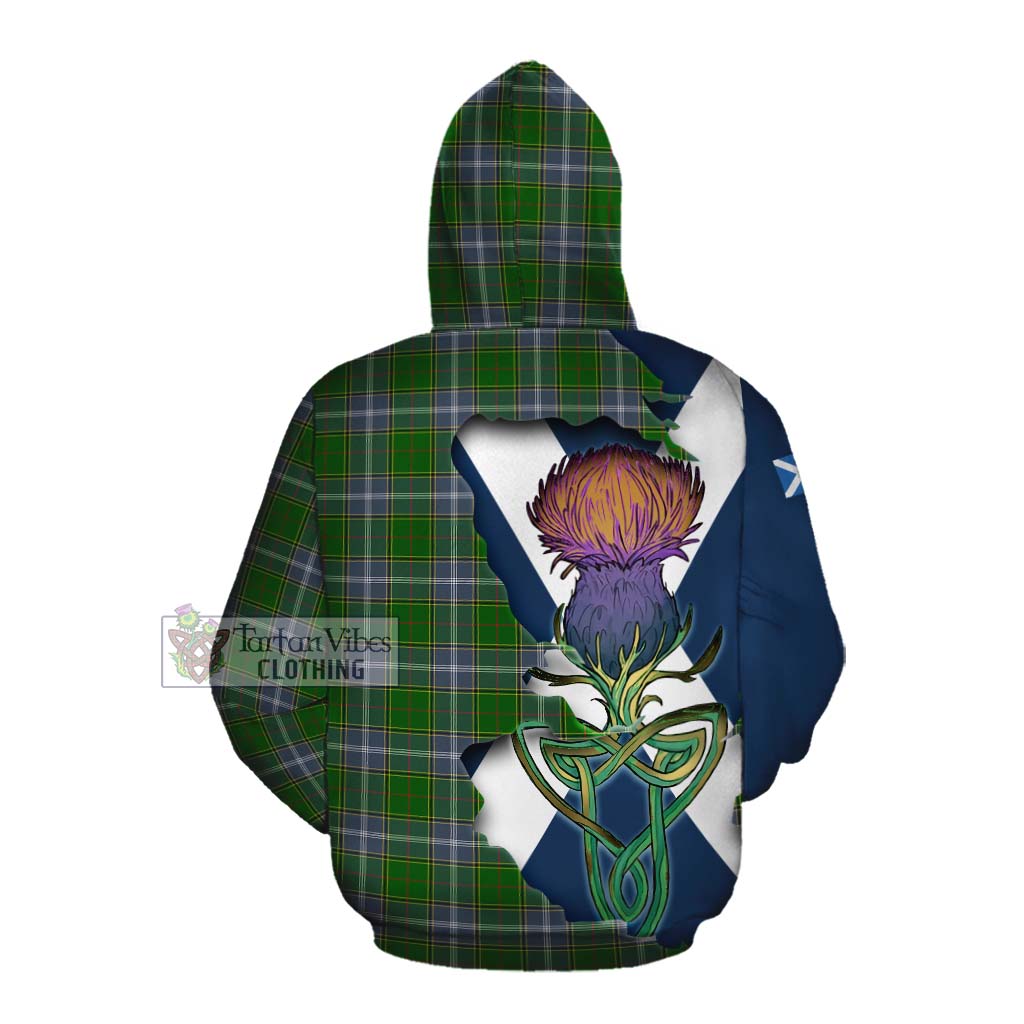 Tartan Vibes Clothing Pringle Tartan Family Crest Cotton Hoodie Scottish Thistle Celtic Inspired