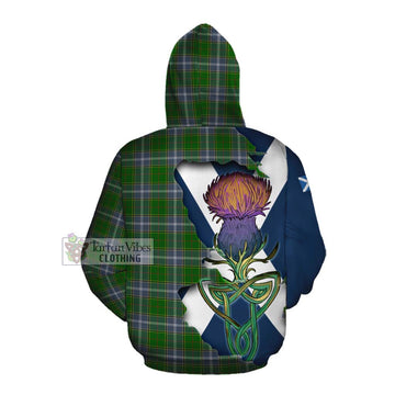 Tartan Vibes Clothing Pringle Tartan Family Crest Cotton Hoodie Scottish Thistle Celtic Inspired