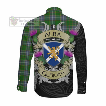 Tartan Vibes Clothing Pringle Tartan Family Crest Long Sleeve Button Shirt Lion Rampant Royal Thistle Shield Celtic Inspired
