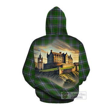 Tartan Vibes Clothing Pringle Tartan Family Crest Cotton Hoodie with Scottish Ancient Castle Style