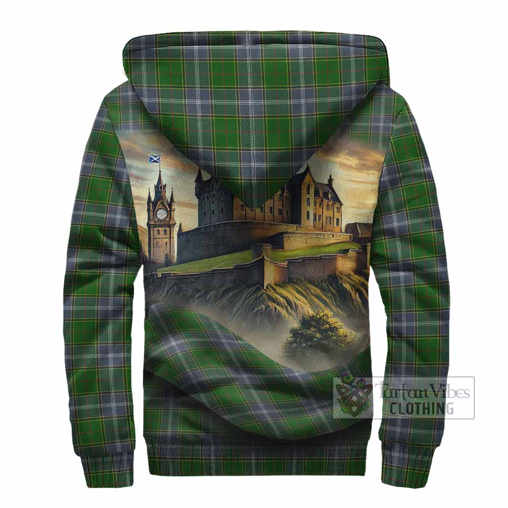 Tartan Vibes Clothing Pringle Tartan Family Crest Sherpa Hoodie with Scottish Ancient Castle Style