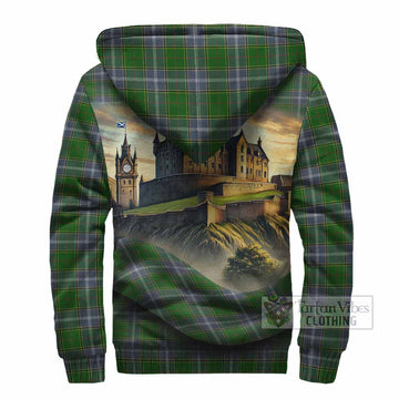 Tartan Vibes Clothing Pringle Tartan Family Crest Sherpa Hoodie with Scottish Ancient Castle Style