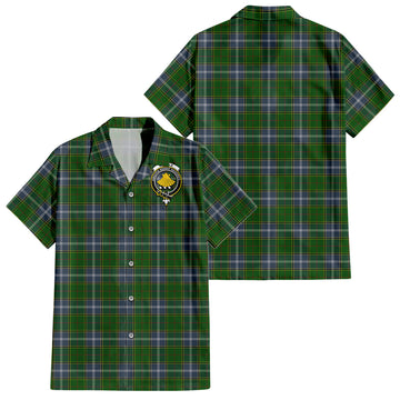 Pringle Tartan Short Sleeve Button Down Shirt with Family Crest