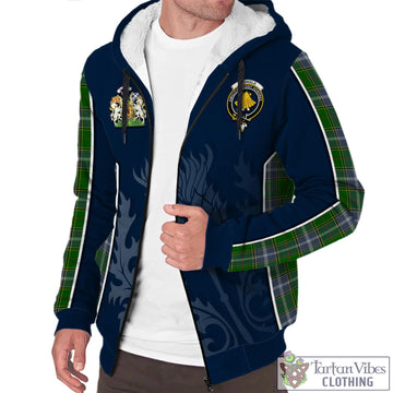 Pringle Tartan Sherpa Hoodie with Family Crest and Scottish Thistle Vibes Sport Style