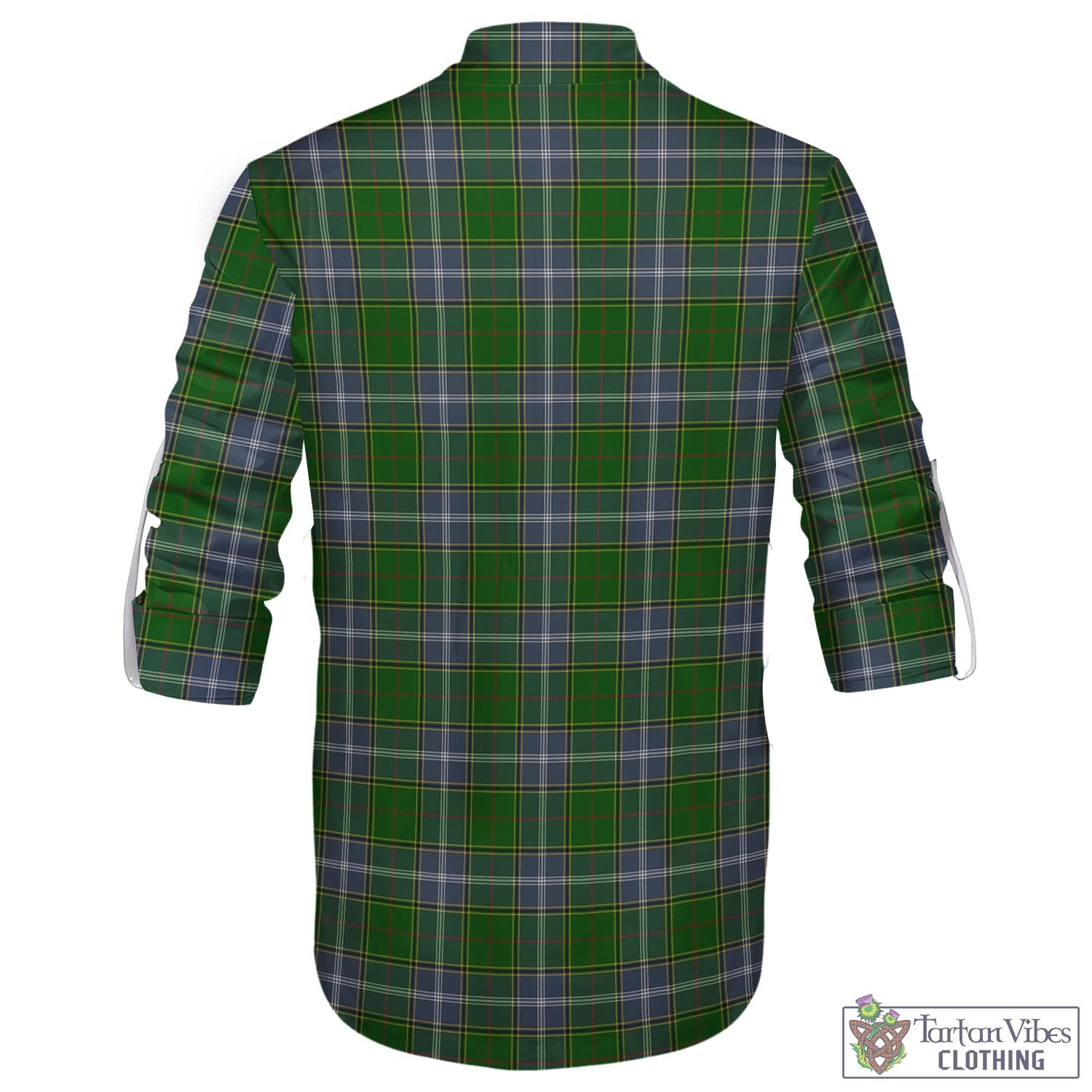 Tartan Vibes Clothing Pringle Tartan Men's Scottish Traditional Jacobite Ghillie Kilt Shirt with Family Crest