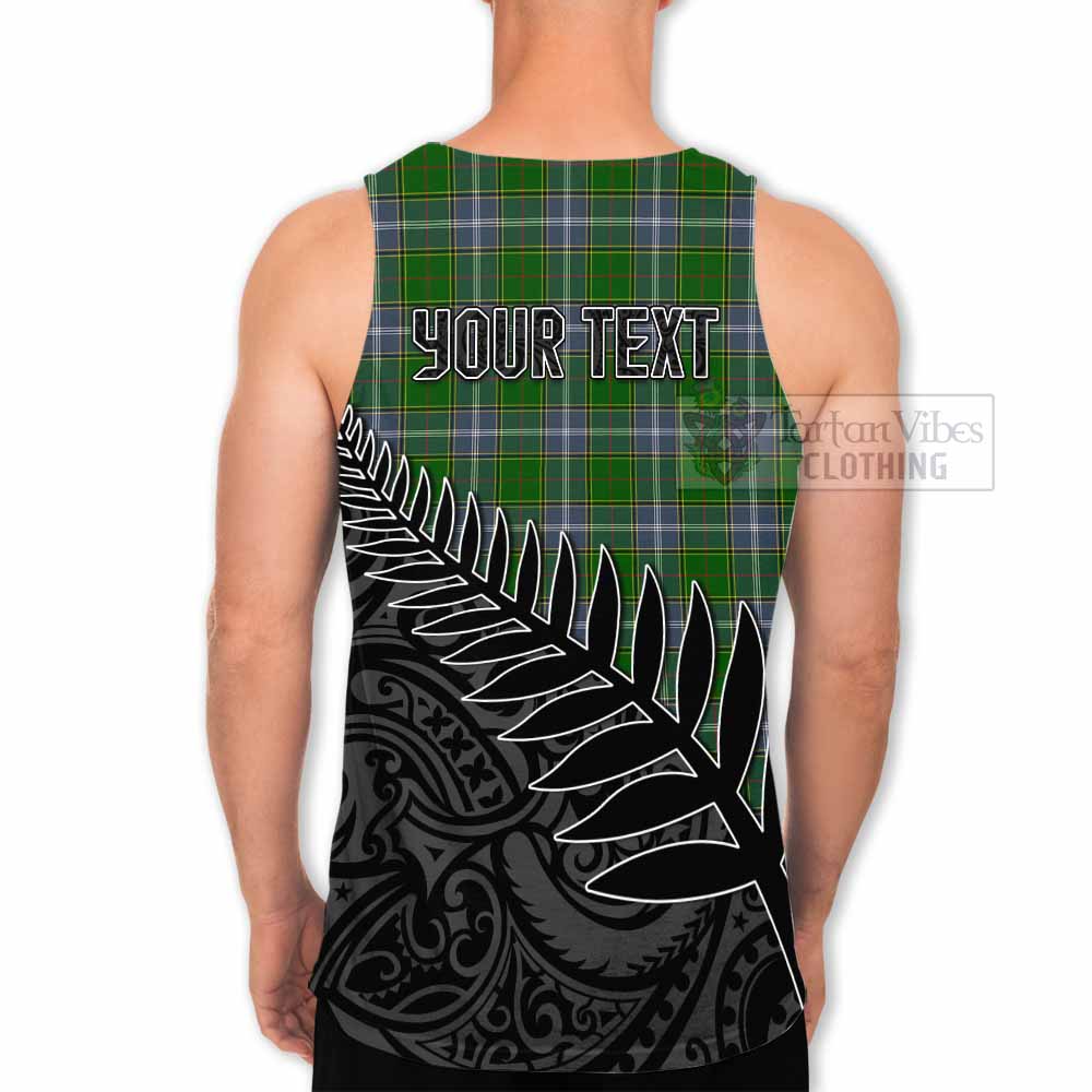Tartan Vibes Clothing Pringle Crest Tartan Men's Tank Top with New Zealand Silver Fern Half Style