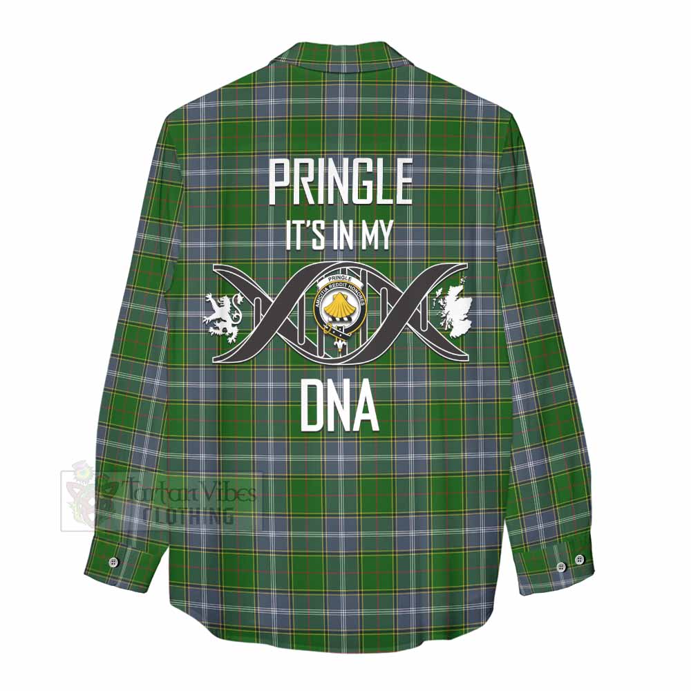 Tartan Vibes Clothing Pringle Tartan Women's Casual Shirt with Family Crest DNA In Me Style