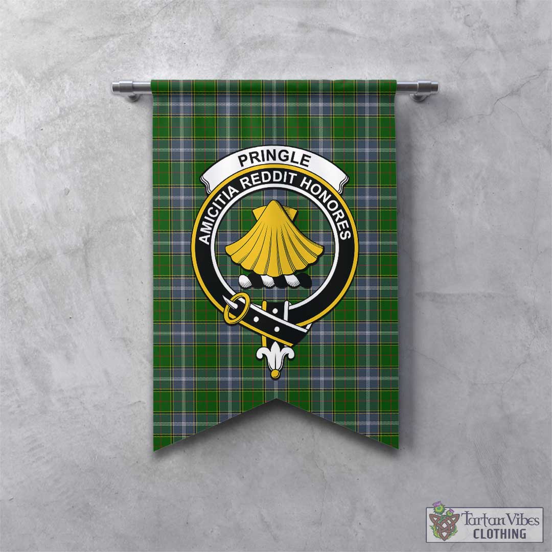 Tartan Vibes Clothing Pringle Tartan Gonfalon, Tartan Banner with Family Crest