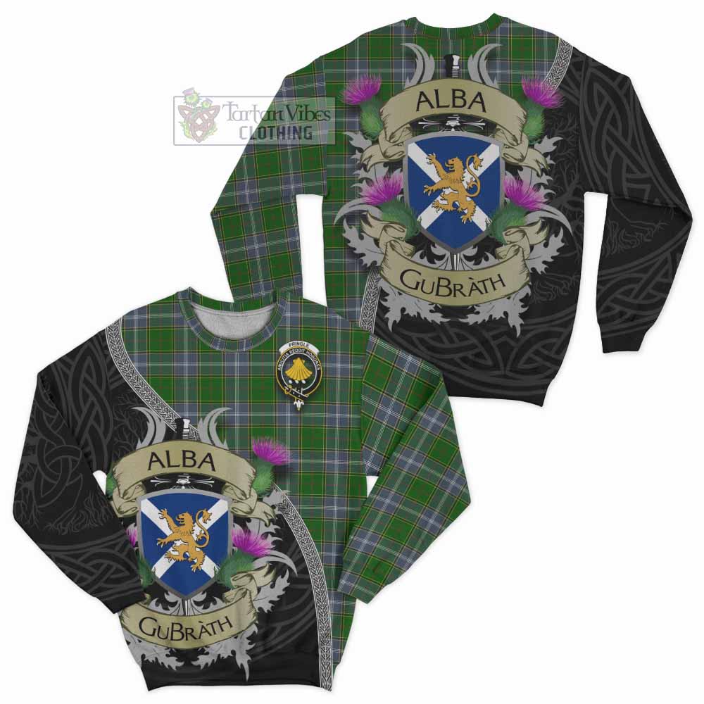 Tartan Vibes Clothing Pringle Tartan Family Crest Sweatshirt Lion Rampant Royal Thistle Shield Celtic Inspired