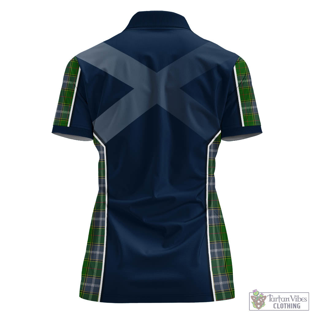 Tartan Vibes Clothing Pringle Tartan Women's Polo Shirt with Family Crest and Scottish Thistle Vibes Sport Style