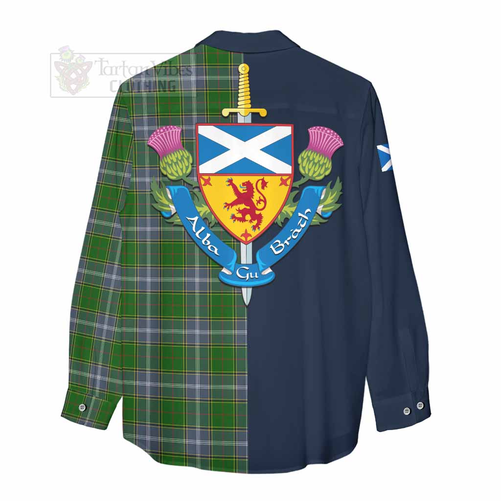 Tartan Vibes Clothing Pringle Tartan Women's Casual Shirt Alba with Scottish Lion Royal Arm Half Style