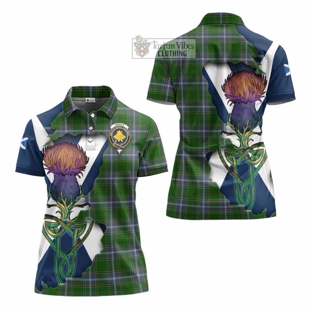 Tartan Vibes Clothing Pringle Tartan Family Crest Women's Polo Shirt Scottish Thistle Celtic Inspired