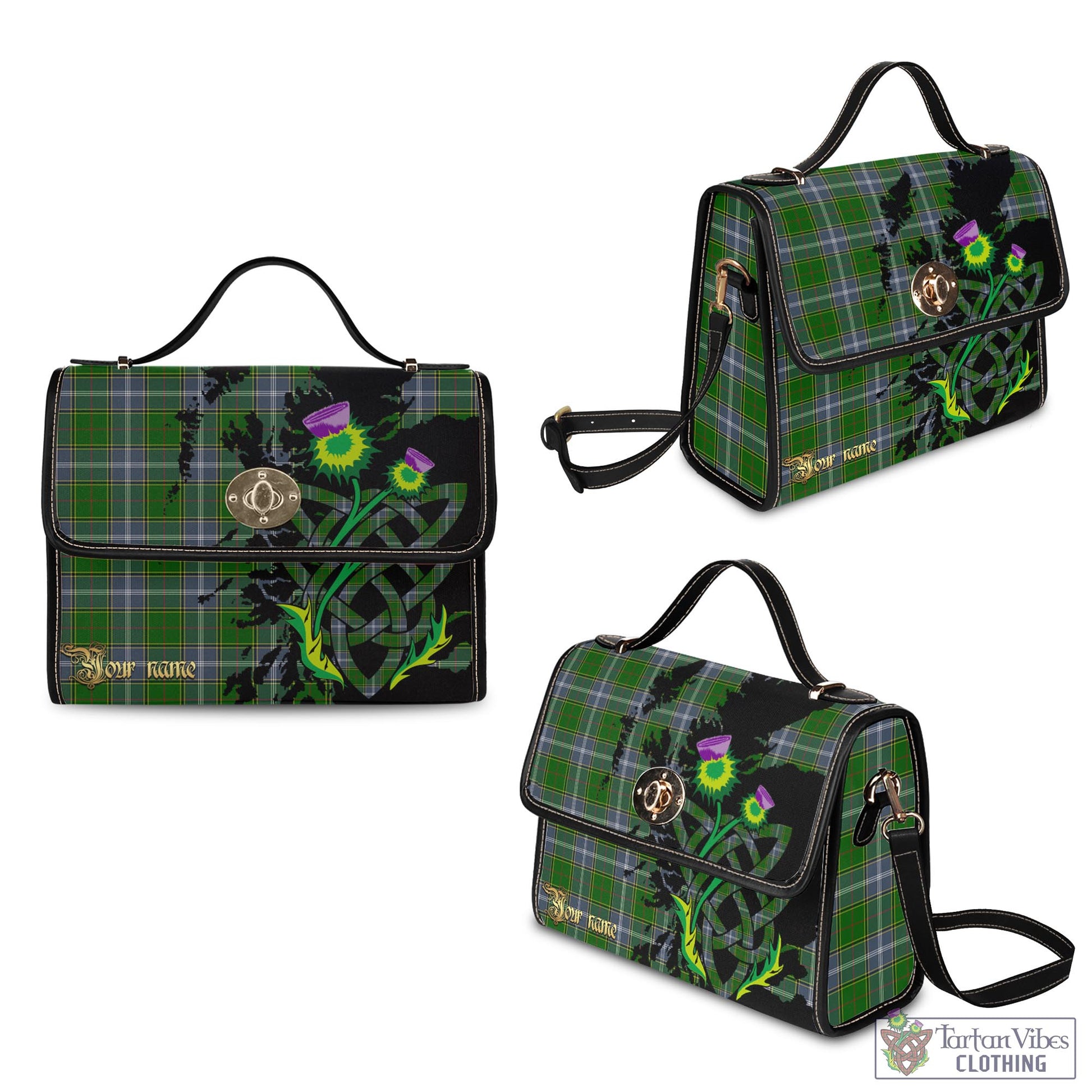 Pringle Tartan Waterproof Canvas Bag with Scotland Map and Thistle Celtic Accents - Tartan Vibes Clothing