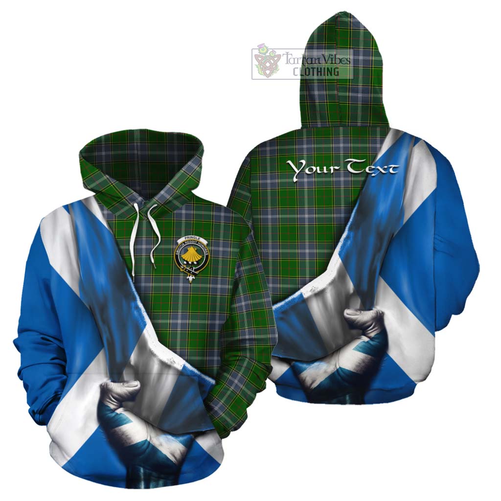 Tartan Vibes Clothing Pringle Tartan Cotton Hoodie with Family Crest Scotland Patriotic Style