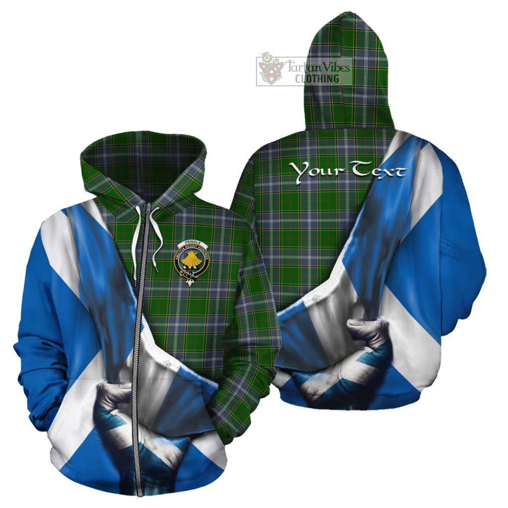 Tartan Vibes Clothing Pringle Tartan Cotton Hoodie with Family Crest Scotland Patriotic Style