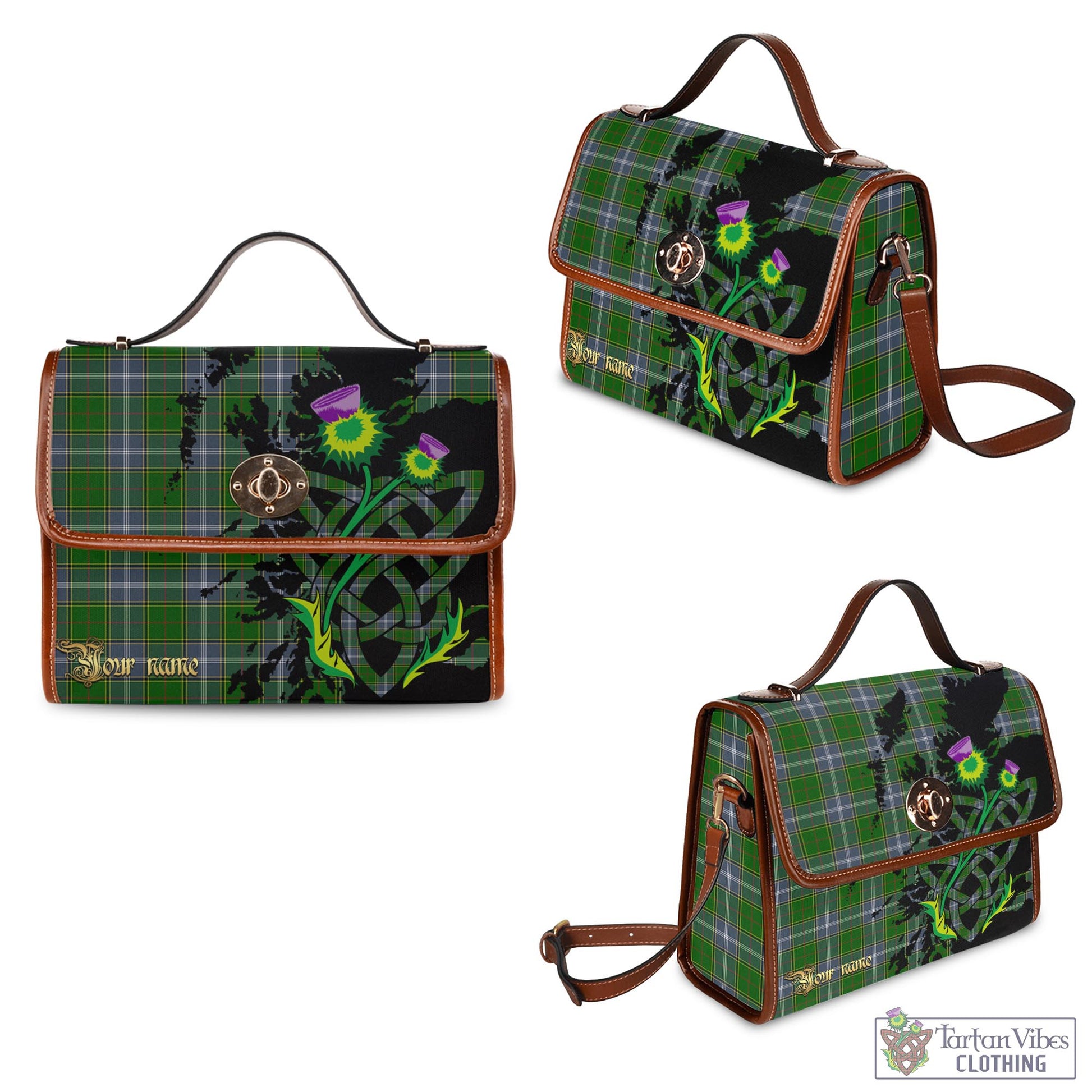 Pringle Tartan Waterproof Canvas Bag with Scotland Map and Thistle Celtic Accents - Tartan Vibes Clothing