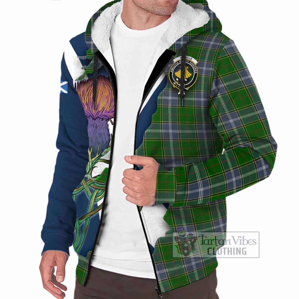 Tartan Vibes Clothing Pringle Tartan Family Crest Sherpa Hoodie Scottish Thistle Celtic Inspired