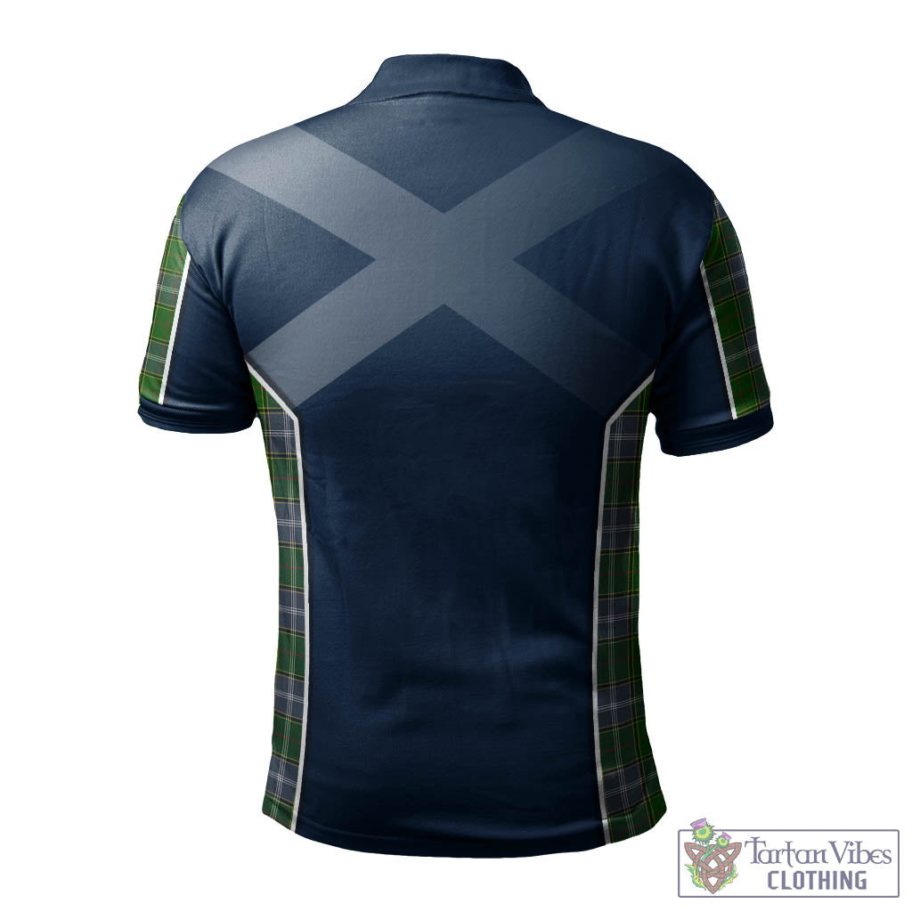 Tartan Vibes Clothing Pringle Tartan Men's Polo Shirt with Family Crest and Scottish Thistle Vibes Sport Style
