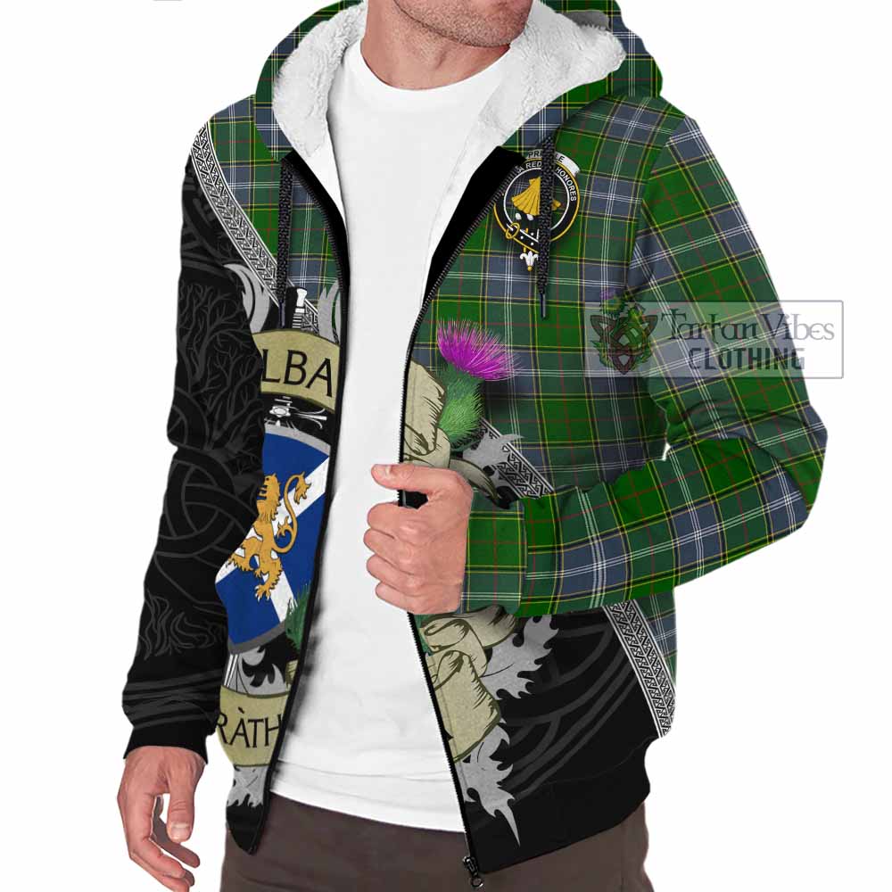 Tartan Vibes Clothing Pringle Tartan Family Crest Sherpa Hoodie Lion Rampant Royal Thistle Shield Celtic Inspired