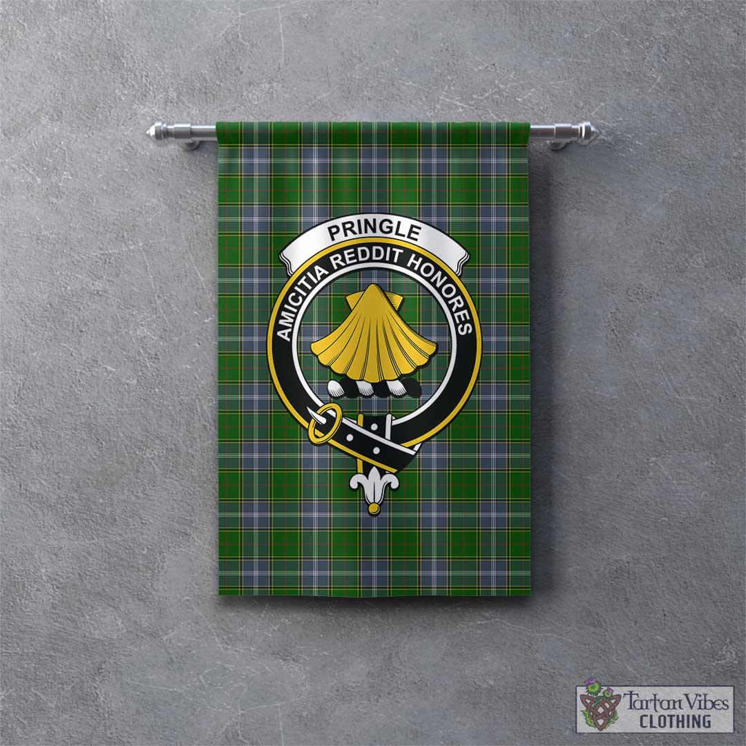 Tartan Vibes Clothing Pringle Tartan Gonfalon, Tartan Banner with Family Crest