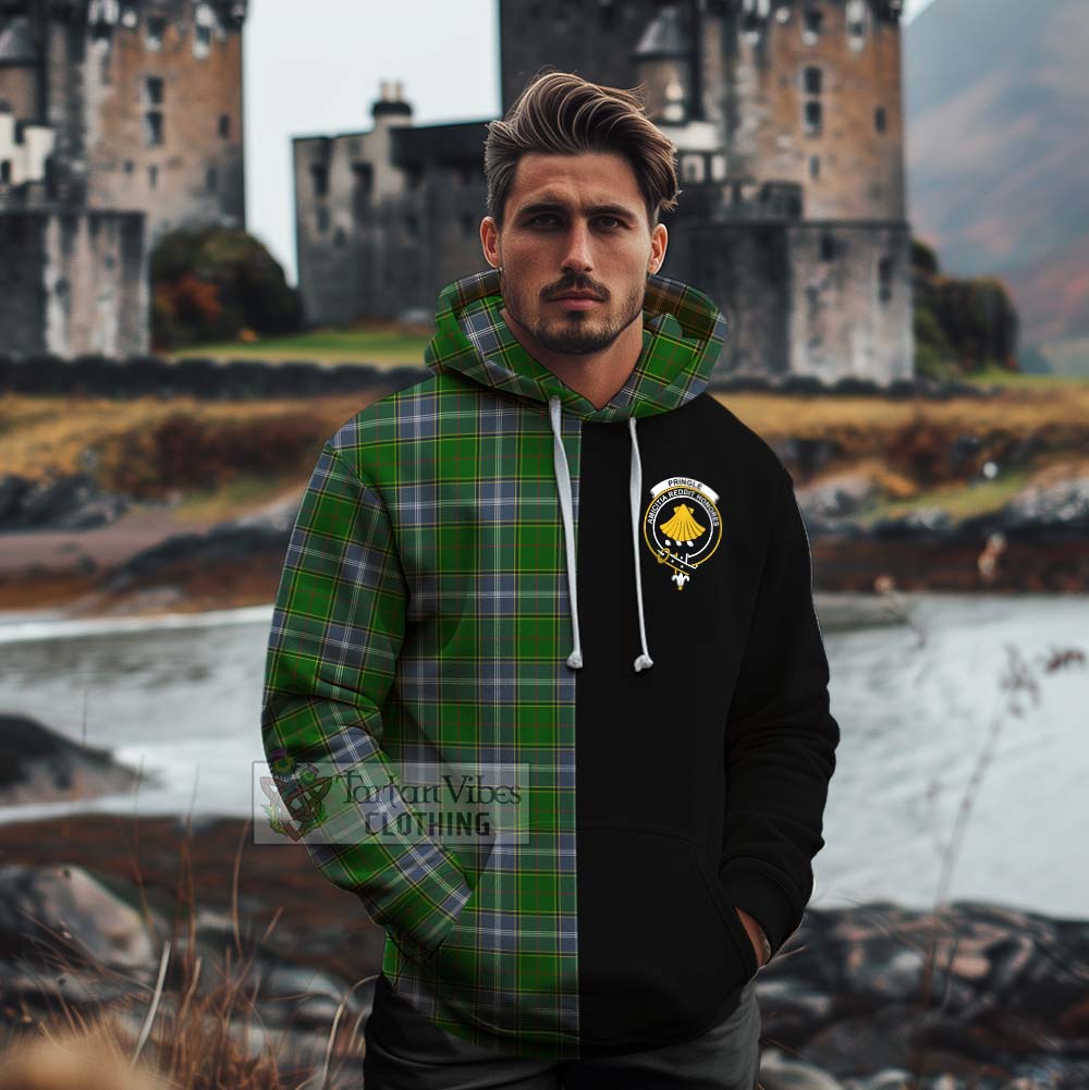 Tartan Vibes Clothing Pringle Tartan Cotton Hoodie with Family Crest and Half Of Me Style