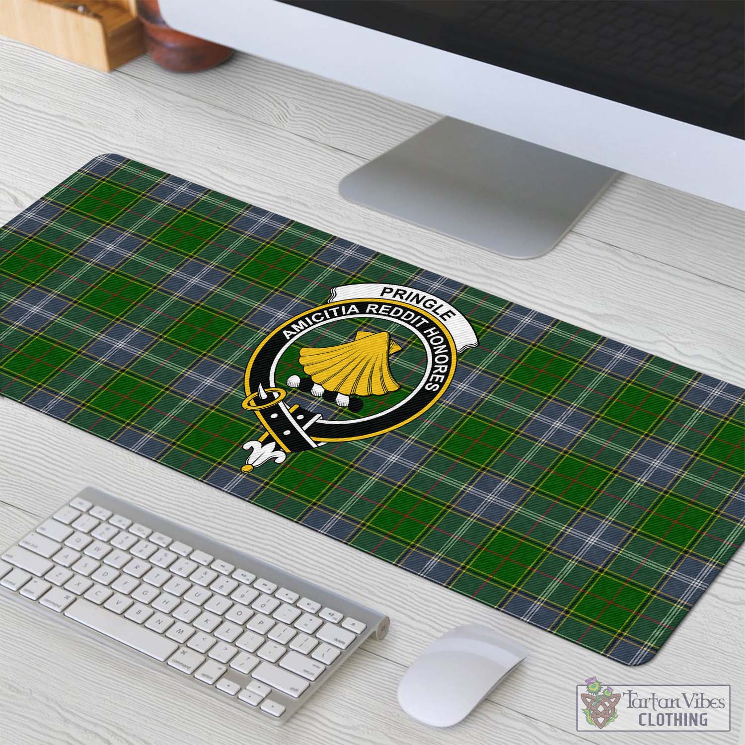 Tartan Vibes Clothing Pringle Tartan Mouse Pad with Family Crest