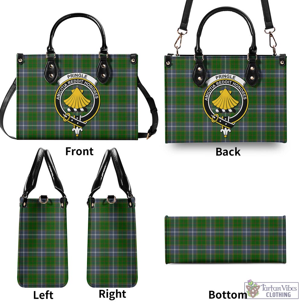 Tartan Vibes Clothing Pringle Tartan Luxury Leather Handbags with Family Crest