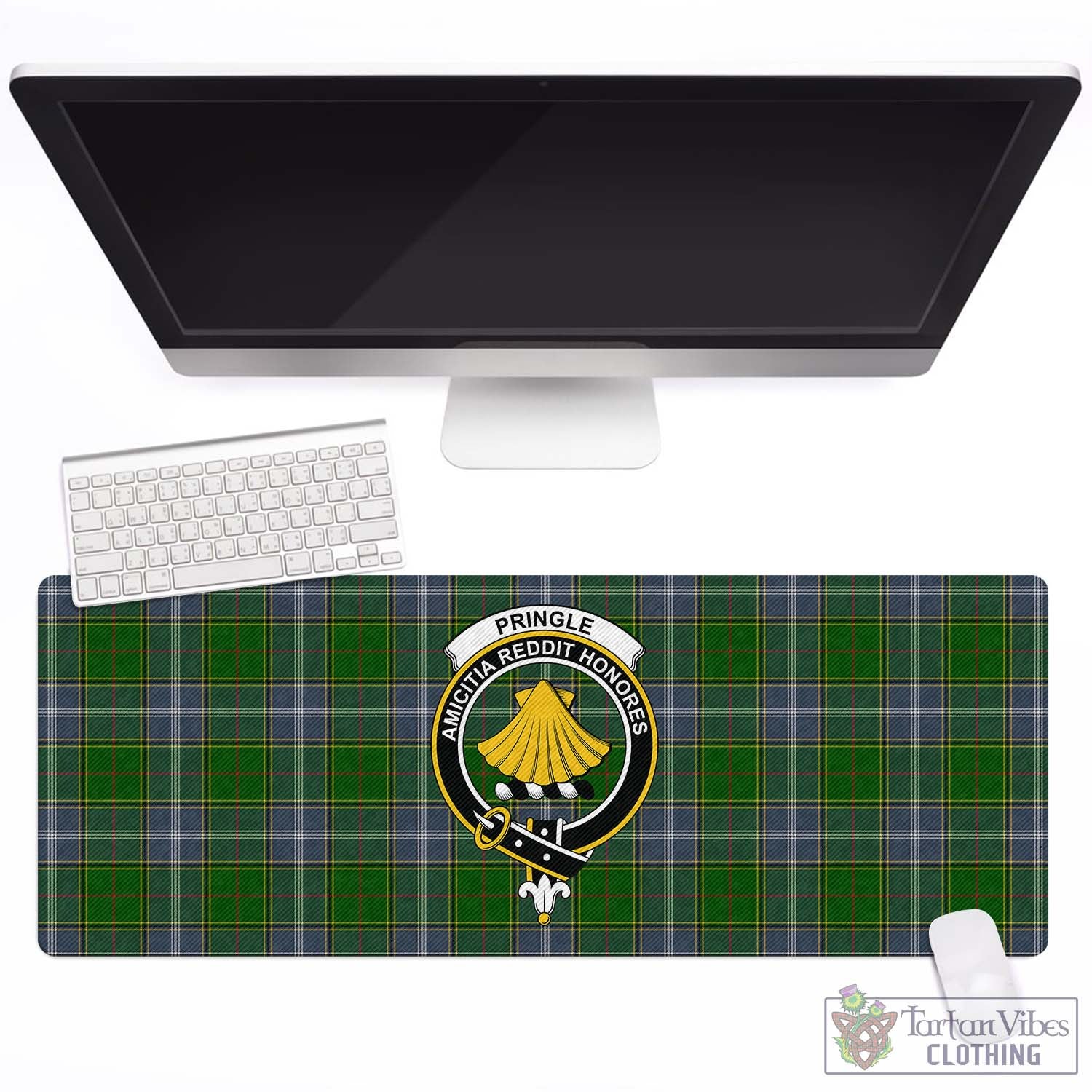 Tartan Vibes Clothing Pringle Tartan Mouse Pad with Family Crest