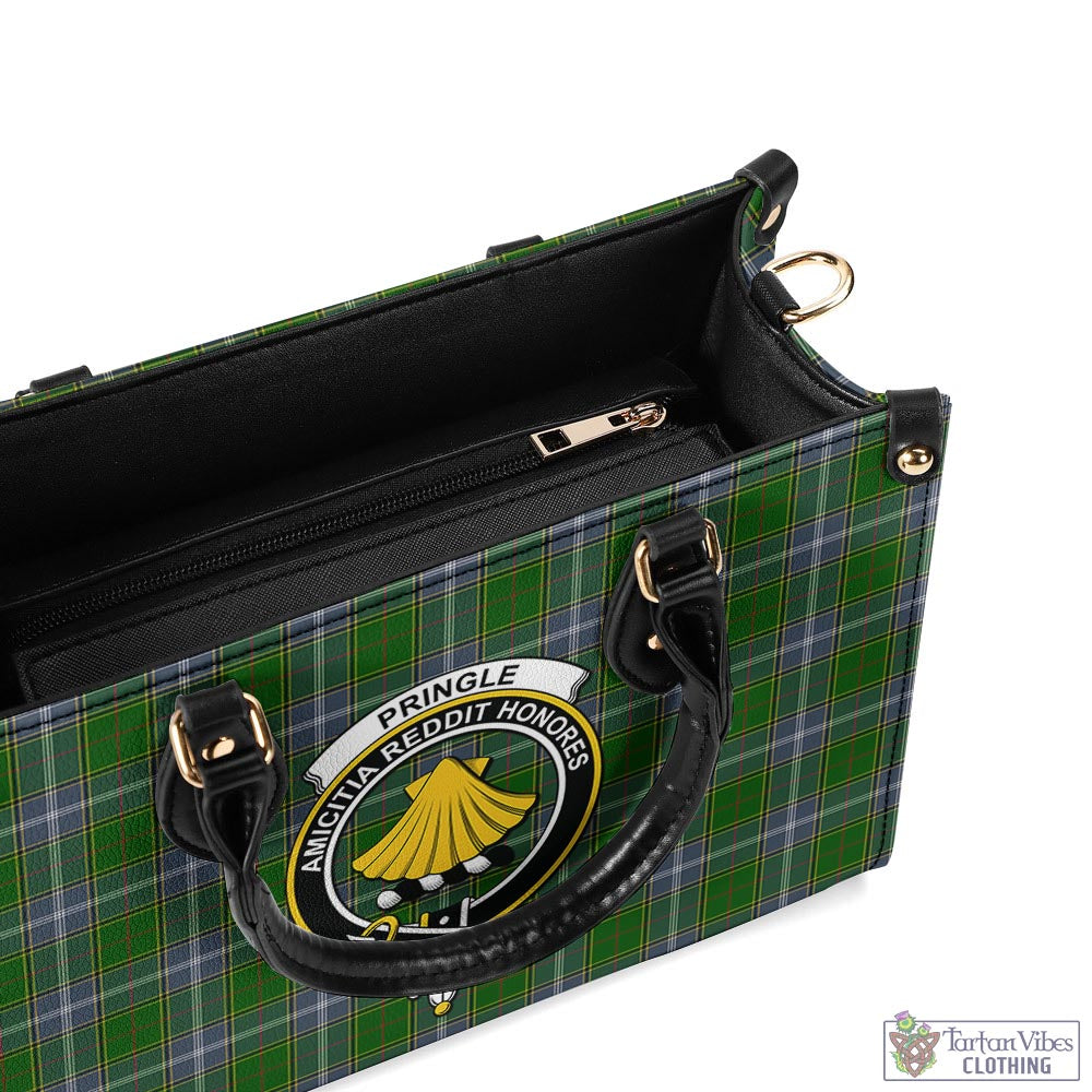 Tartan Vibes Clothing Pringle Tartan Luxury Leather Handbags with Family Crest