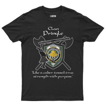 Pringle Clan Crest Highland Game T Shirt Strength With Purpose Style - Tartan Vibes Clothing