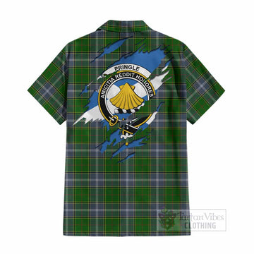 Pringle Clan Crest In Me Tartan Cotton Hawaiian Shirt Scotland Flag Style