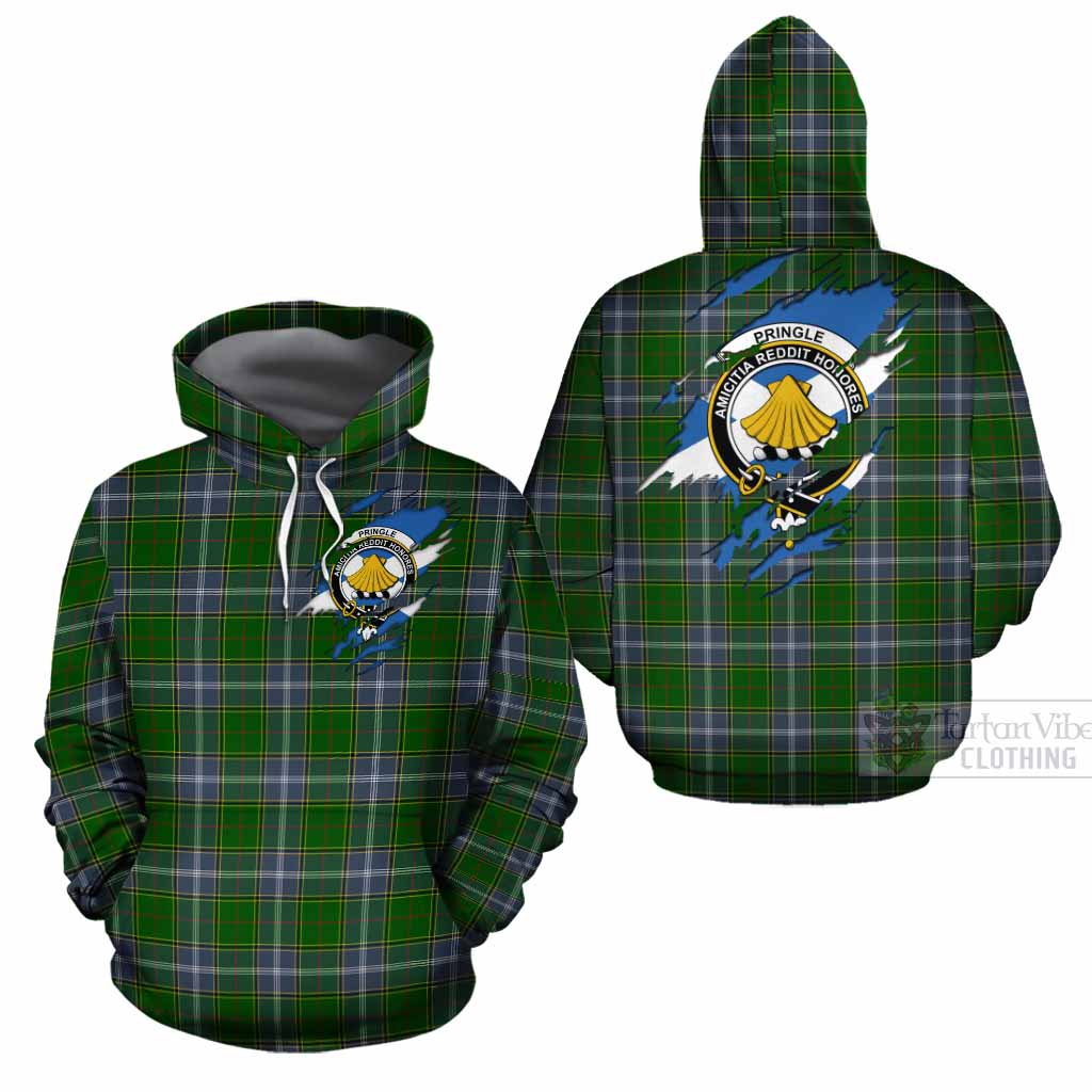 Pringle Clan Crest In Me Tartan Cotton Hoodie Scotland Flag Style