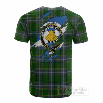Pringle Clan Crest In Me Tartan Cotton T-shirt Scotland Flag Style