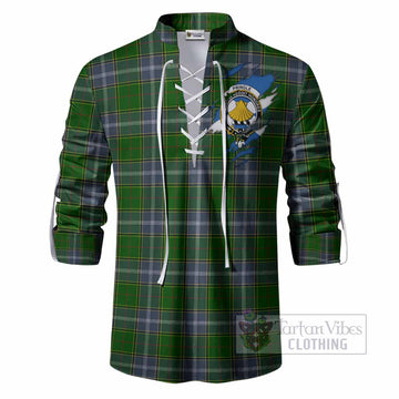 Pringle Clan Crest In Me Tartan Ghillie Shirt Scotland Flag Style