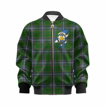 Pringle Clan Crest In Me Tartan Kid Bomber Jacket Scotland Flag Style
