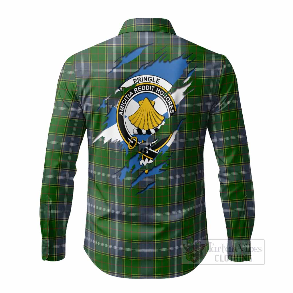 Pringle Clan Crest In Me Tartan Long Sleeve Button Shirts Scotland Flag Style
