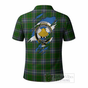 Pringle Clan Crest In Me Tartan Polo Shirt Scotland Flag Style