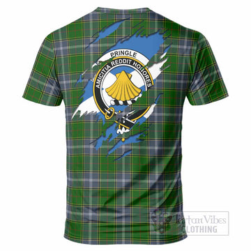 Pringle Clan Crest In Me Tartan T-Shirt Scotland Flag Style