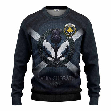 Pringle Clan Crest Knitted Sweater with Celtic Knot Thistle and Saltire