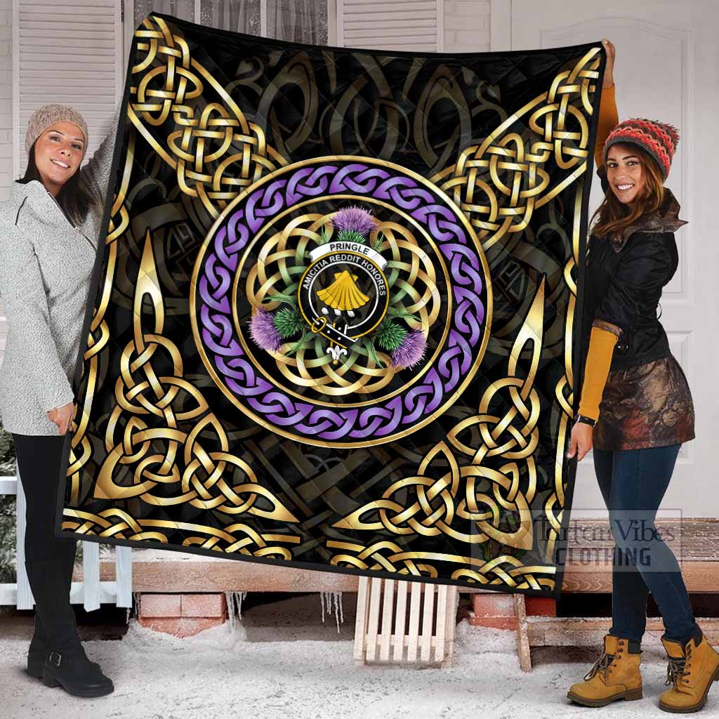 Pringle Clan Crest Premium Quilt Celtic Scottish Thistle - Tartan Vibes Clothing