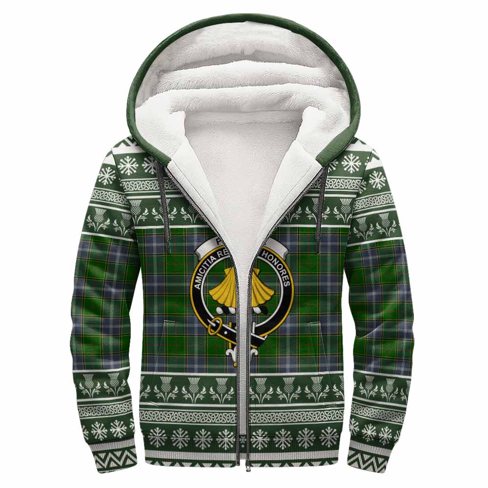Pringle Clan Tartan Christmas Fleece Hoodie with Family Crest - Tartan Vibes Clothing